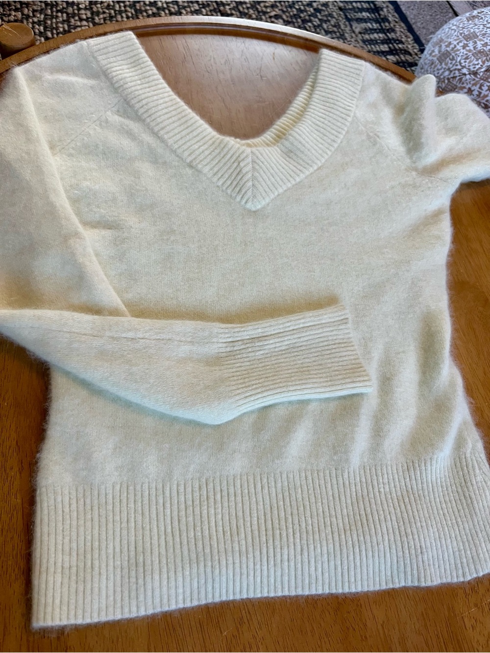 B.S. Rabbit Hair Angora Blend off of the shoulder V Neck knit Sweater Women’s M